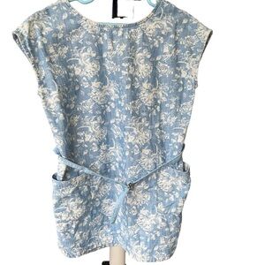 Gap Kids Little Girl Blue White Floral Print Denim Jean Dress size XS(4-5years)